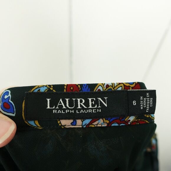 Lauren Ralph Lauren Ascot Print Georgette A Line Midi Skirt Womens Size 6 Green - Picture 7 of 12